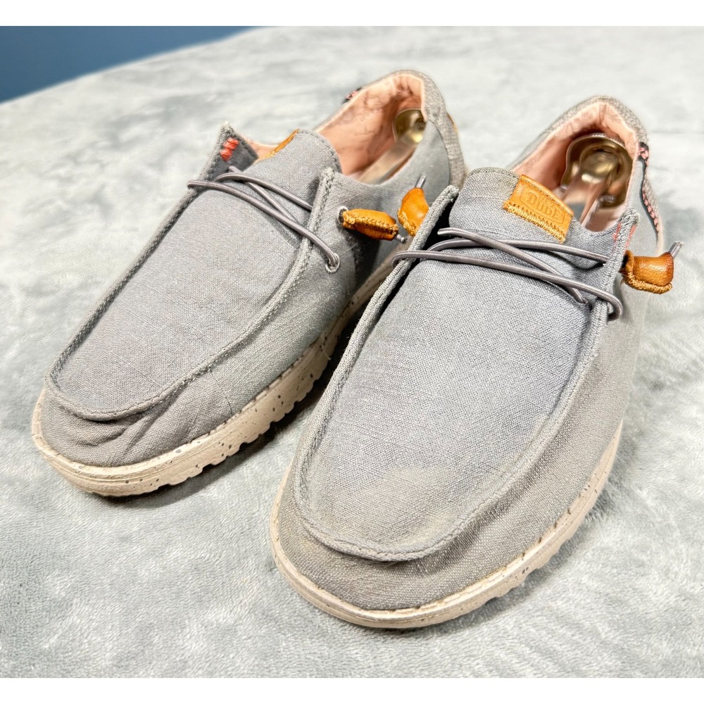 Hey Dude Wendy Washed Womens 7 Charcoal Slip On Loafer Shoes Canvas
